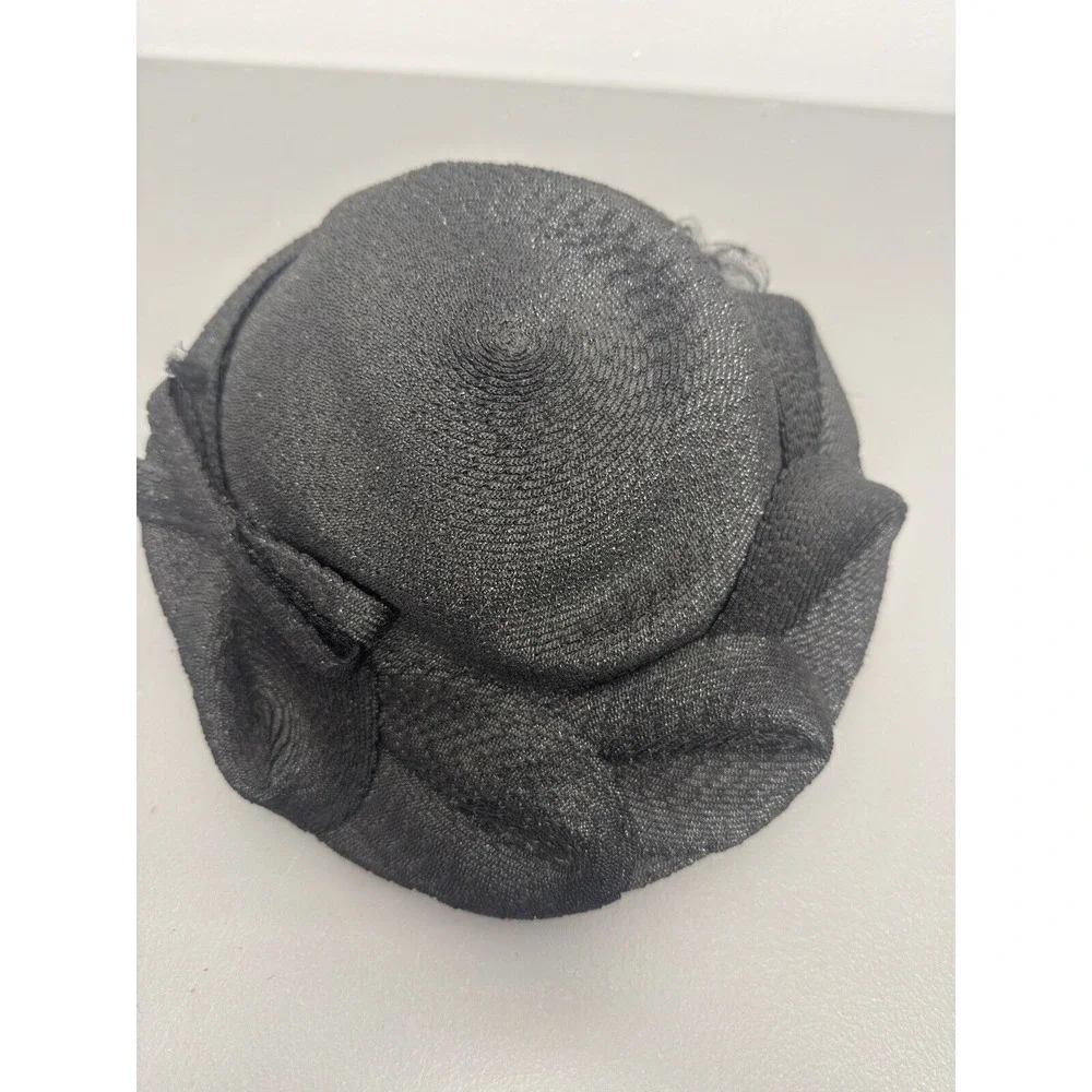 Vintage Hat 1950s Form‎ Style Black Woven Unbranded #24